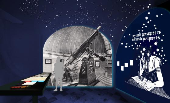 Sala dedicada a l'astronomia de l'exposició L'Univers Patxot
